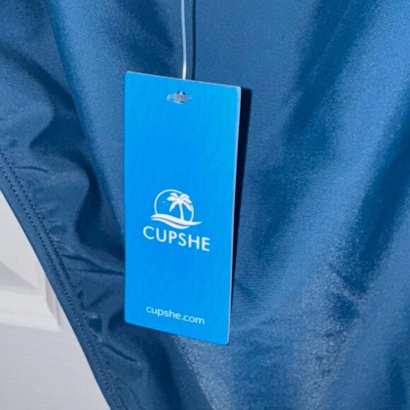 Cupshe Dark Teal Blue Yellow White Floral One Piece Swimsuit Size M Medium New - Picture 14 of 16